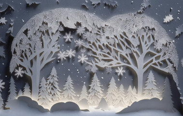 Paper Winter Christmas Landscape