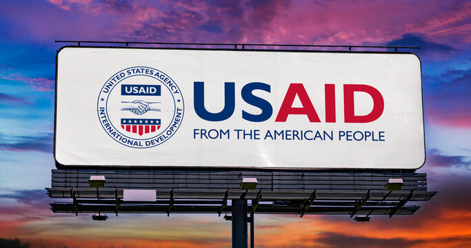 Billboard displaying logo of the USAID