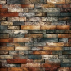 A visually engaging, seamless pattern comprised of various brick shapes and sizes, forming a distinctive wall design. - Generative AI, Generative, KI
