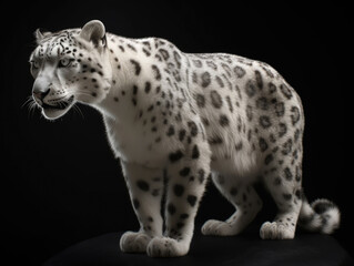 Naklejka premium Snow leopard Irbis - Black background