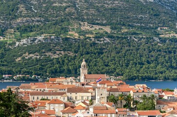 Cityscape of amazing old town Korcula on Korcula island in Adriatic sea in Croatia
