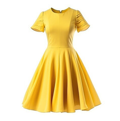 Yellow women dress isolated on white