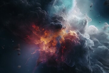 Obraz na płótnie Canvas Colorful nebula 3D animation in outer space. Generative AI