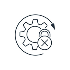 Without access. Closed, inside process.  Vector linear icon isolated on white background.