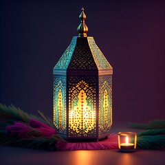 Arabic Ramadan Lantern, Muslim Holiday, generative AI