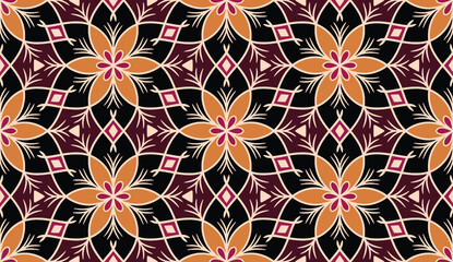 Geometric ethnic pattern seamless flower color. seamless pattern. Design for fabric,curtain,background,carpet,wallpaper,clothing,wrapping,Batik,mandalas,fabric,Vector illustration. pattern style.