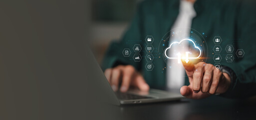 Big data and analytics visualization technology with Database storage cloud technology file data transfer sharing, cyber, information for financial online marketing.