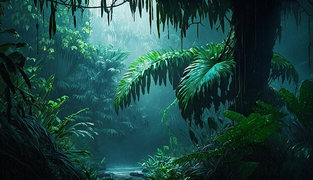 Beautiful tropical rain forest forest pictures AI Generated