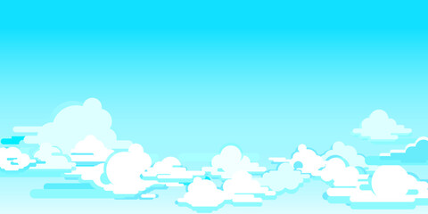 Sky with clouds  on a sunny day. Vector illustration