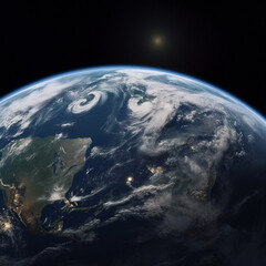 a photorealistic picture of the earth from space