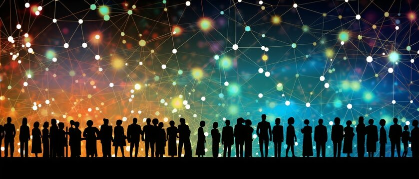 r&eacute;seau et connexions entre les personnes, illustration graphique sur l'interconnaissance, ia g&eacute;n&eacute;rative