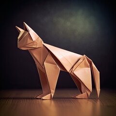 Origami cat paperart on studio background created using generative AI tools