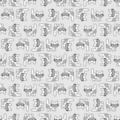 Cartoon cute kitten pattern seamless. pet background. Baby fabric texture