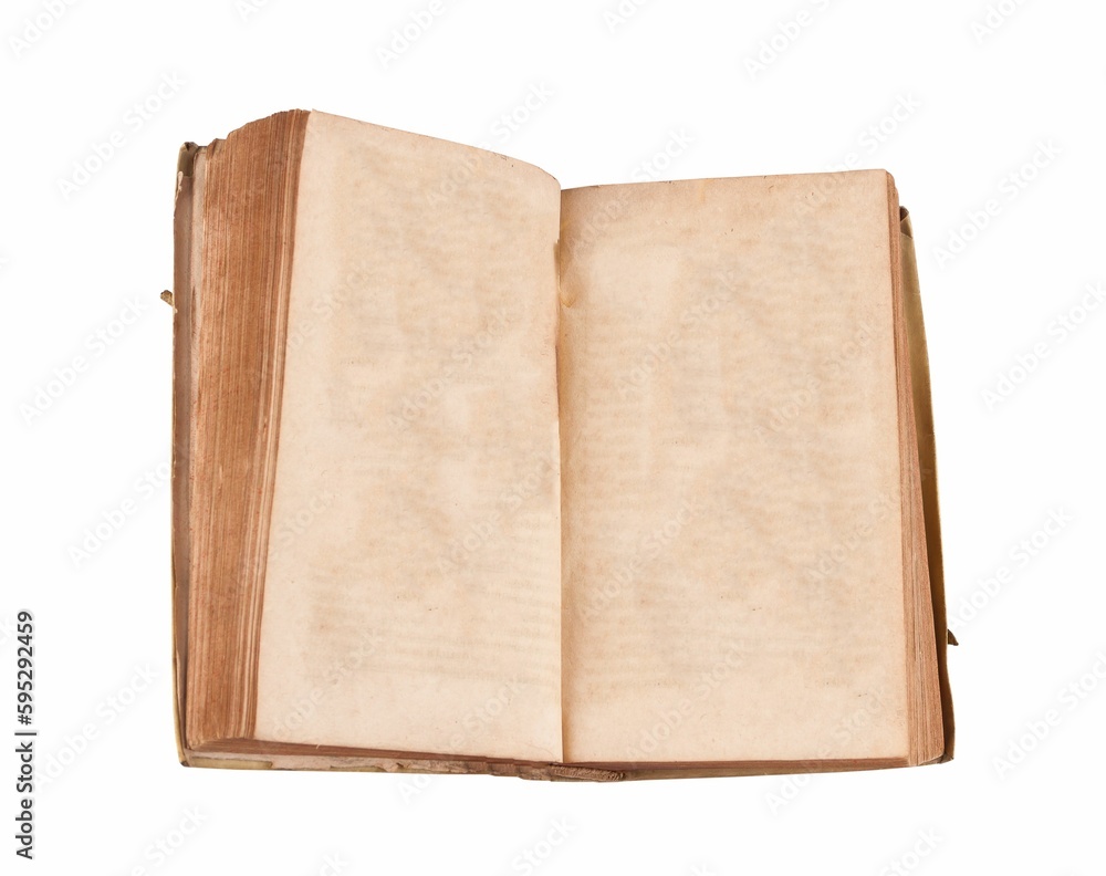 Poster old open book with pages turned from left to right, with one page left exposed