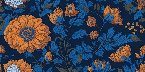 Rolgordijnen Vintage Floral Pattern Wallpaper. generative ai © Szymek