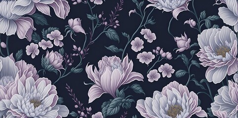 Vintage Floral Pattern Wallpaper. generative ai