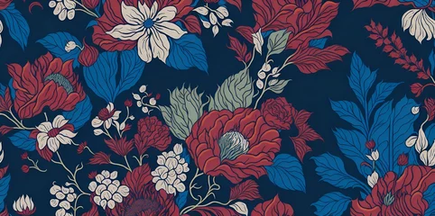 Badezimmer Foto Rückwand Vintage Floral Pattern Wallpaper. generative ai © Szymek