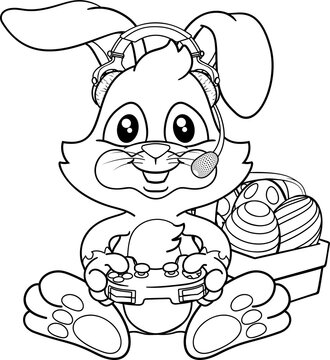 recommend clip art: Easter Bunny Gamer Video Game Player Controller