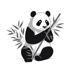 cute panda illustration on white background created using generative AI tools