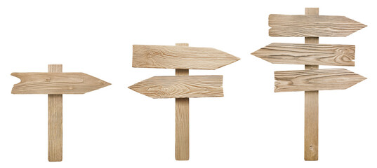 Set of wooden arrow signs, cut out © Yeti Studio