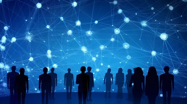 r&eacute;seau et connexions entre les personnes, illustration graphique sur l'interconnaissance, ia g&eacute;n&eacute;rative