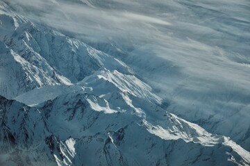 Amazing view of snow-capped mountain peaks