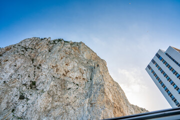 The famous rock of Gibraltar, view from the city street