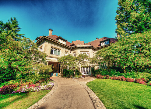 PORTLAND, OR - AUGUST 21, 2017: Pittock Mansion is a historic 19