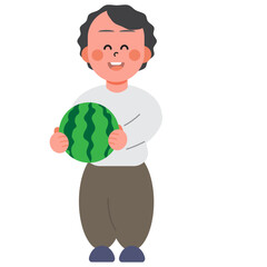 people and summer fruit