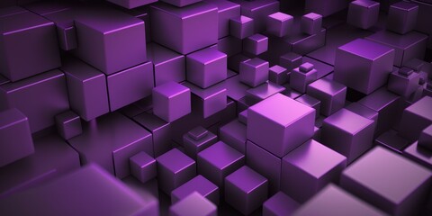 Purple, Multisized Cubes Neatly Aligned to create a Contemporary Tech Banner. Generative AI