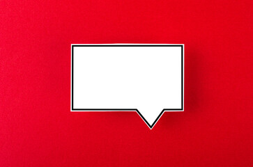 Fototapeta premium The Speech bubble with copy space communication talking speaking concepts on red background.