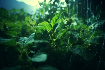 Fototapeta na wymiar Green growing plants. Generate Ai
