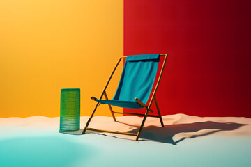 A sunchair in a differend look with warm colours.