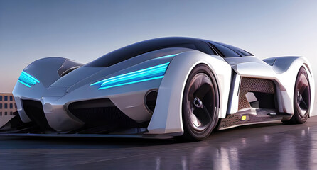 Obraz na płótnie Canvas Electric supercar sci fi design, fantastic sports car modern project. Generative Ai.