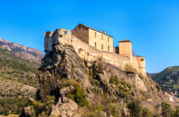 Fototapeta na wymiar Citadel de Corte perched on a Rock, Corsica