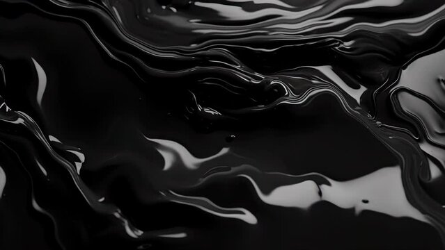 Abstract black fluid video, motion background, colored moving liquid texture, creative art with dissolving material and alcohol ink style with thick paint layers