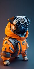 Futuristic Soldier Pug - Hyperrealistic Isometric View