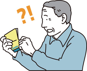 銀行の残高に驚く高齢者
