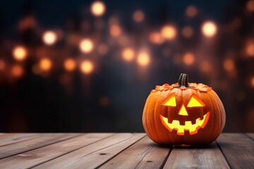 Fototapeta premium Halloween pumpkin scary. Generate Ai