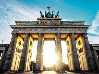 Fototapeta premium Iconic Brandenburg Gate: A Photograph of Berlin's Historical Landmark - generative AI