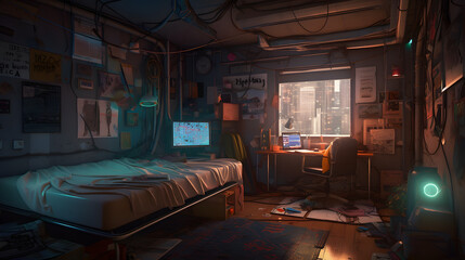 Beautiful CyberPunk Bedroom