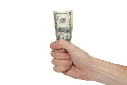 Hand with money cash american dollars in PNG isolated on transparent background