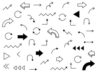 シンプルなモノクロ矢印セット