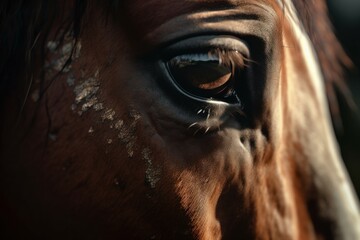 Fototapeta premium Horse head closeup detailed. Generate Ai