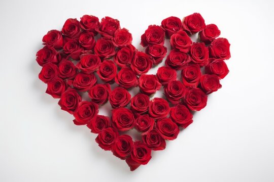 Heart with red roses. Generate Ai