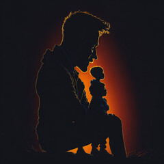 Father's day themed artificial intelligence illustration. Father and son image