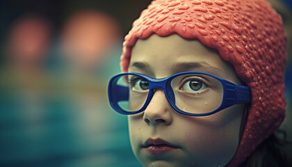 Smiling child in winter cap looks playfully cute generated by AI