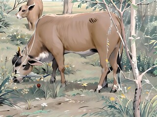 Cow eat grass