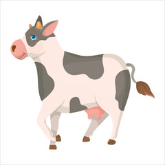 Spotted cow. Cute animal. Livestock, animal, Farming. Farm. Vector illustration isolated on white background.