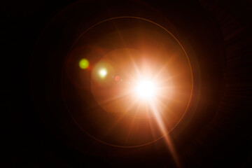 Abstract Natural Sun flare on the black